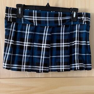 Bodyrage Pleated Blue Plaid Micro Mini Skirt